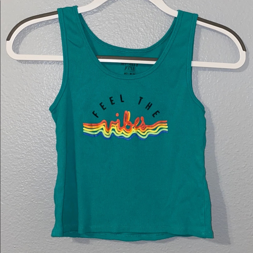 teal tank top